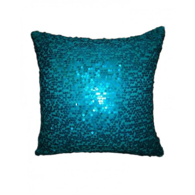 Super Shiny Sequin Embroidery Cushion Cover - Turq